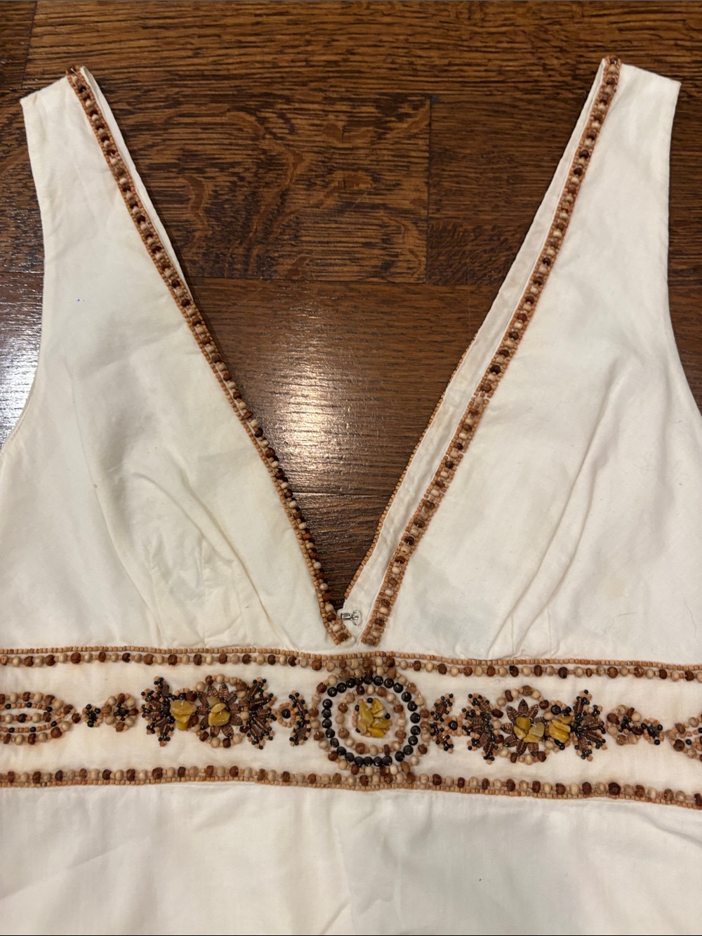 J.Crew Women’s Embellished V-Neck Cream Tank Top Size 0 - Picture 3 of 5